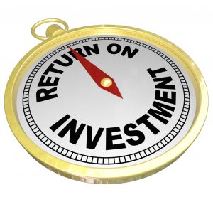 Image of a gold watch that says “return on investment” on its face to symbolize the rise in revenue you can get with expert search engine marketing.