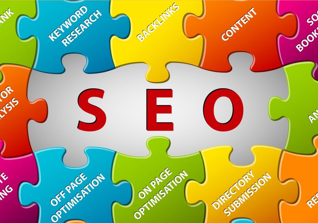 Puzzle image depicting different techniques of seo